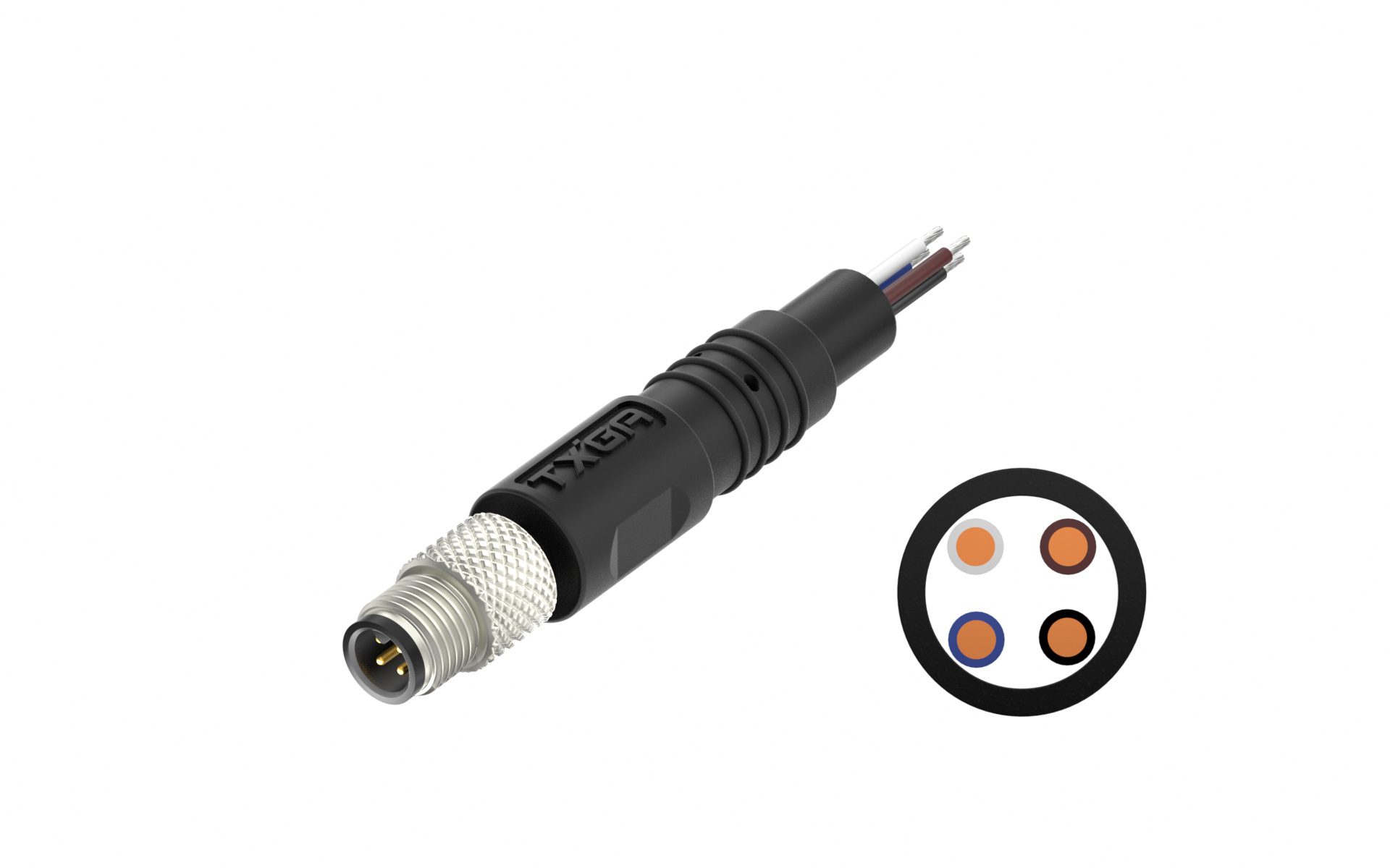 M5x0.5 4Circuits male straight single end, cable length L=2M