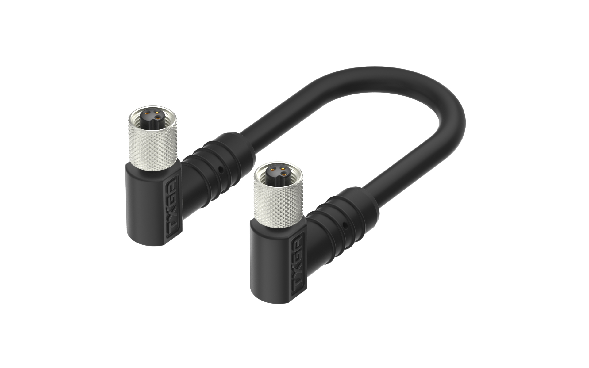 M5X0.5 3Circuits female, Cable With Molding Right Angle Header, L=2000mm，housing entry 45°