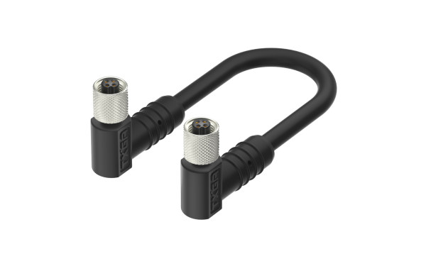 M5X0.5 4芯母弯头双端带线 ,L=2000mm,主体朝向45°