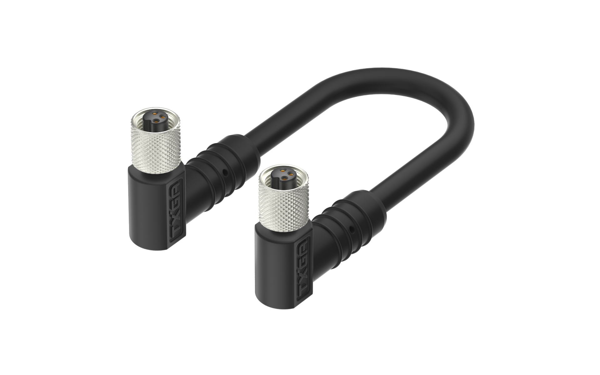 M5X0.5 3Circuits female, Cable With Molding Right Angle Header, L=2000mm，housing entry 90°