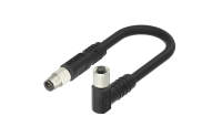 M5x0.5 2Circuits male straight to right angle female , female housing entry 45°, cable length L=2M