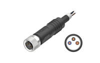 M8X1.0 A Coded 3pin, female straight single end, shielded，PUR, cable length L=2M