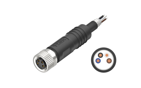 M8X1.0 A编码4芯，母端直头屏蔽，PUR,单端线长L=2米