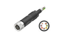 M8X1.0 A Coded 7pin, female straight single end, shielded，PUR, cable length L=2M