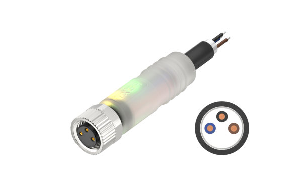 M8X1.0 A编码3芯母直头单端，带LED,PNP,线长2米