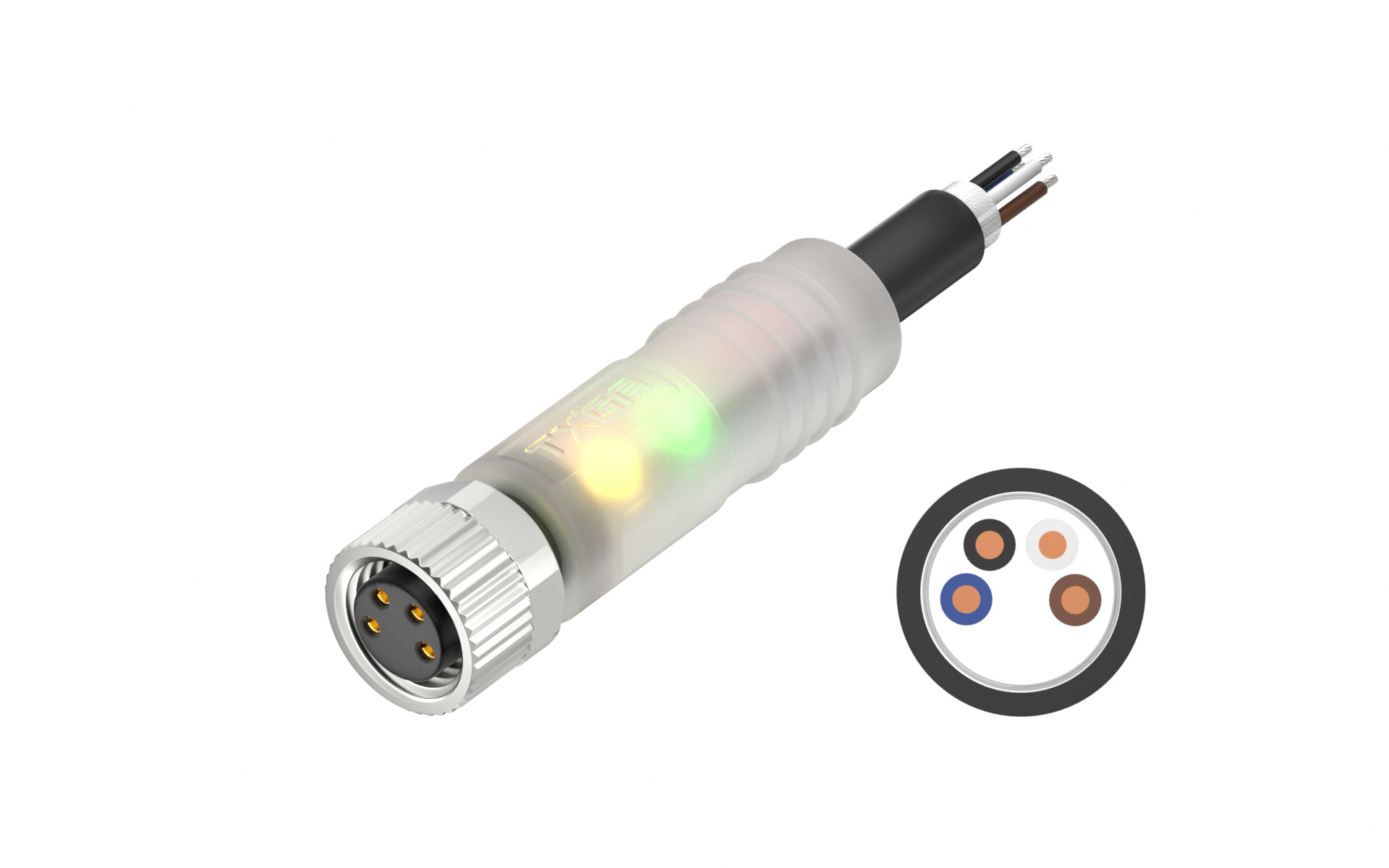 M8X1.0 A Coded 4pin female Straight single end, LED PNP, L=2M