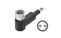 M8X1.0 A Coded 2pin, female right angle single end, shield , PUR, cable length L=2M