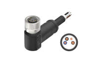 M8X1.0 A Coded 4pin, female right angle single end, shield, PUR, cable length L=2M