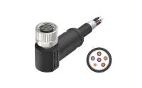 M8X1.0 A Coded 6pin, female right angle single end, shield, PUR, cable length L=2M