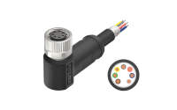 M8X1.0 A Coded 7pin, female right angle single end, shield, PUR, cable length L=2M