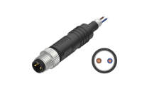 M8X1.0 A Coded 2pin, male straight single end, shielded，PUR, cable length L=2M