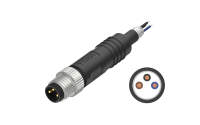 M8X1.0 A Coded 3pin, male straight single endshielded，PUR, , cable length L=2M