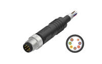 M8X1.0 A Coded 7pin, male straight single end, shielded，PUR, cable length L=2M