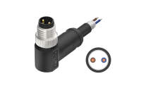 M8X1.0 A Coded 2pin, male right angle single end, shield, PUR, cable length L=2M