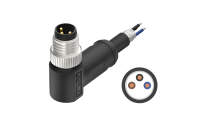 M8X1.0 A Coded 3pin, male right angle single end, shield, PUR, cable length L=2M
