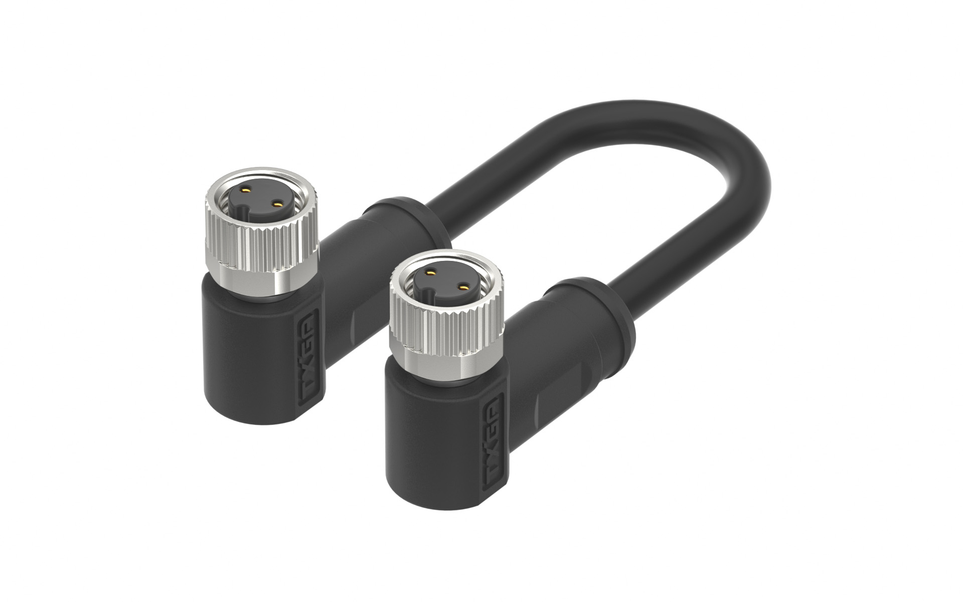 M8X1.0 A Coded 2pin, female right angle with shield, PUR cable length L=2M