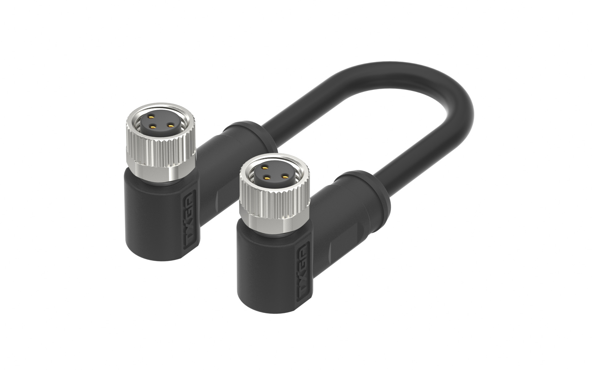 M8X1.0 A Coded 3pin, female right angle with shield , PUR cable length L=2M