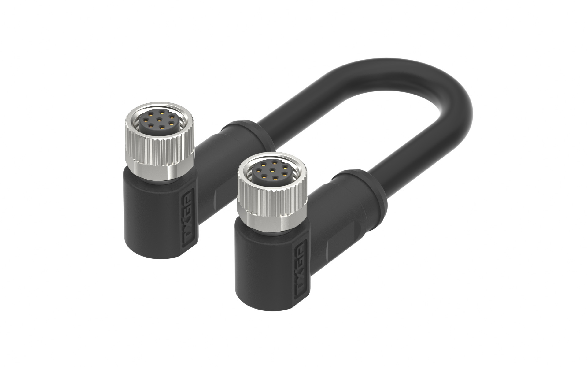 M8X1.0 ACoded 8pin, female right angle with shield, PURcable length L=2M