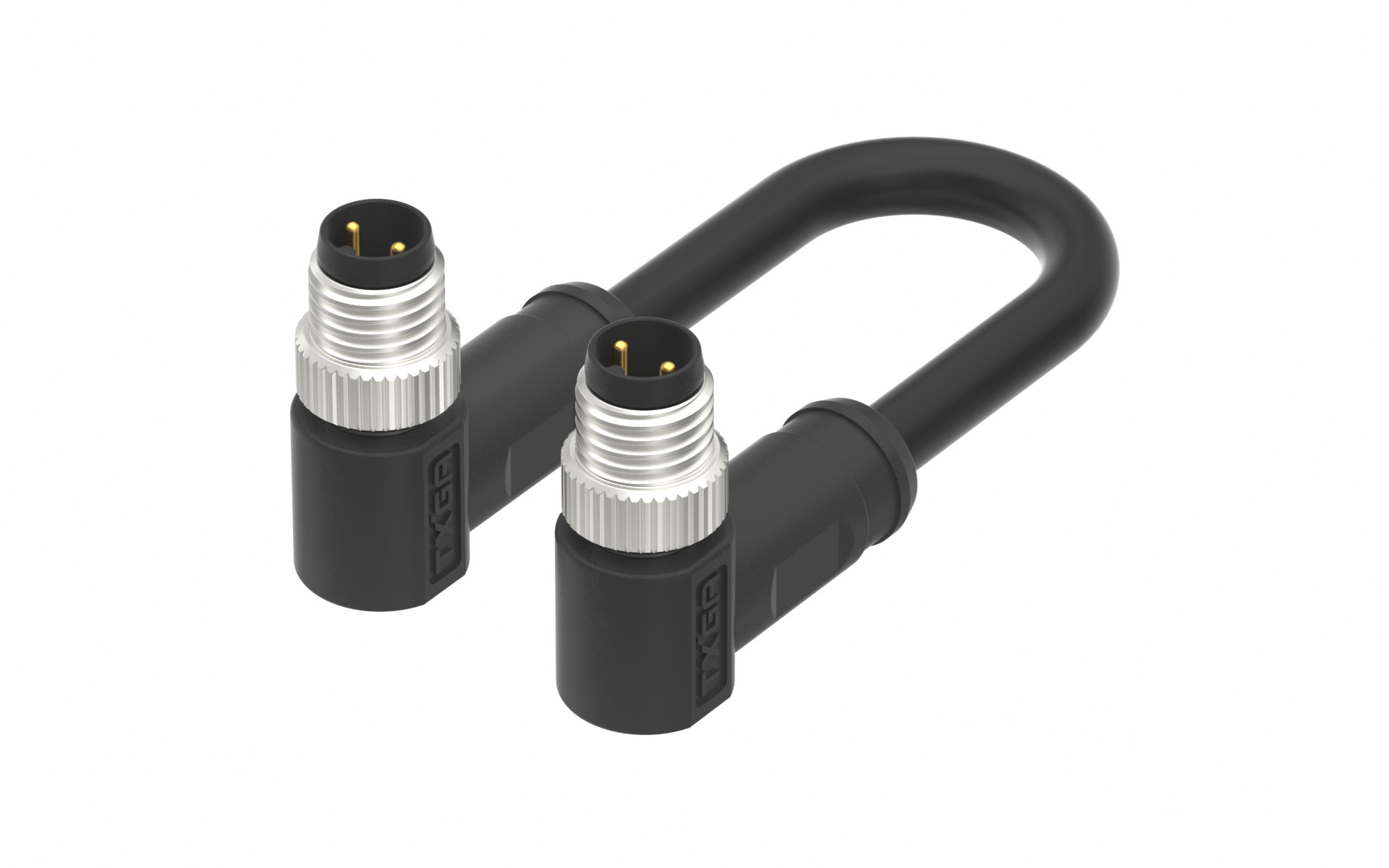 M8X1.0 A Coded 2pin, male right angle with shield, PUR cable length L=2M