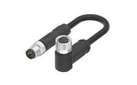 M8X1.0 A Coded 4pin, male straight to female right angle , shield, PUR cable length L=2m