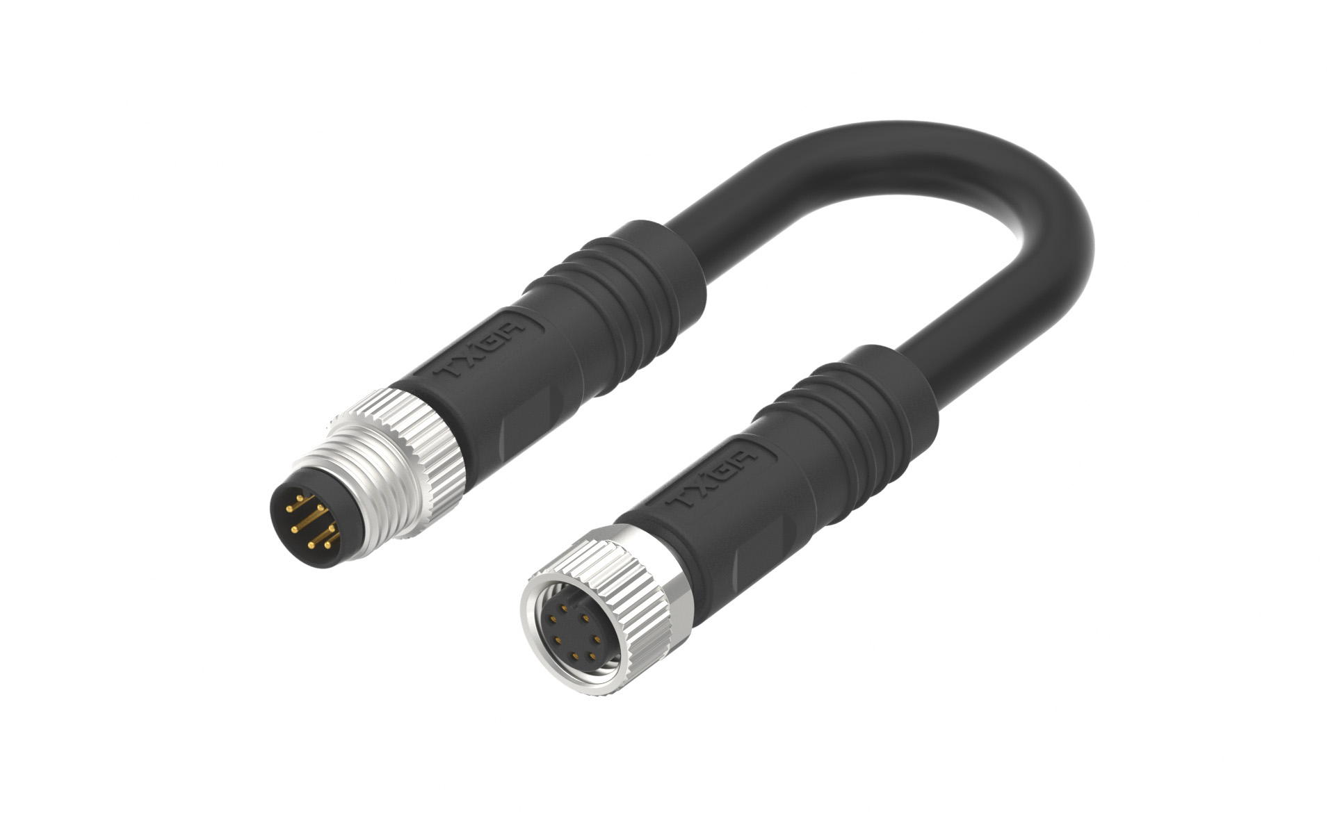 M8X1.0 A Coded 7pin, female straight to male straight , shield, PUR cable length L=2m