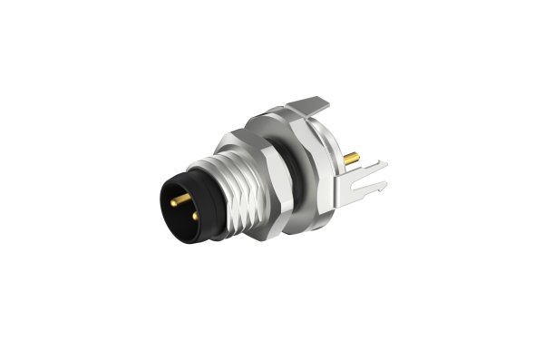 板前安装，M8X1.0 公插座带双切面,A编码 ,2位 ,直头通孔焊接,带屏蔽