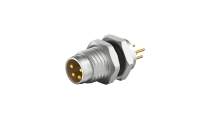 Front fastened M8X1.0 male Socket double section , A-Coded , 4Circuits , Through Hole solder