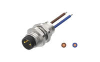 Rear fastened M8X0.5 male Socket section , A-Coded , 2Circuits，Recessed Terminal，lite Length 500mm