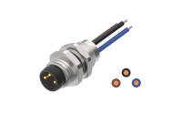 Rear fastened M8X0.5 male Socket section , A-Coded , 3Circuits，Recessed Terminal，lite Length 500mm