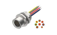 Rear fastened M10X0.75 female Socket circle, A-Coded, 8Circuits，Recessed Terminal，lite Length 500mm