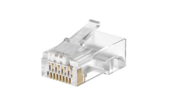 水晶头8P8C 触点镀金1u" 长身方孔 不带外壳 CAT6