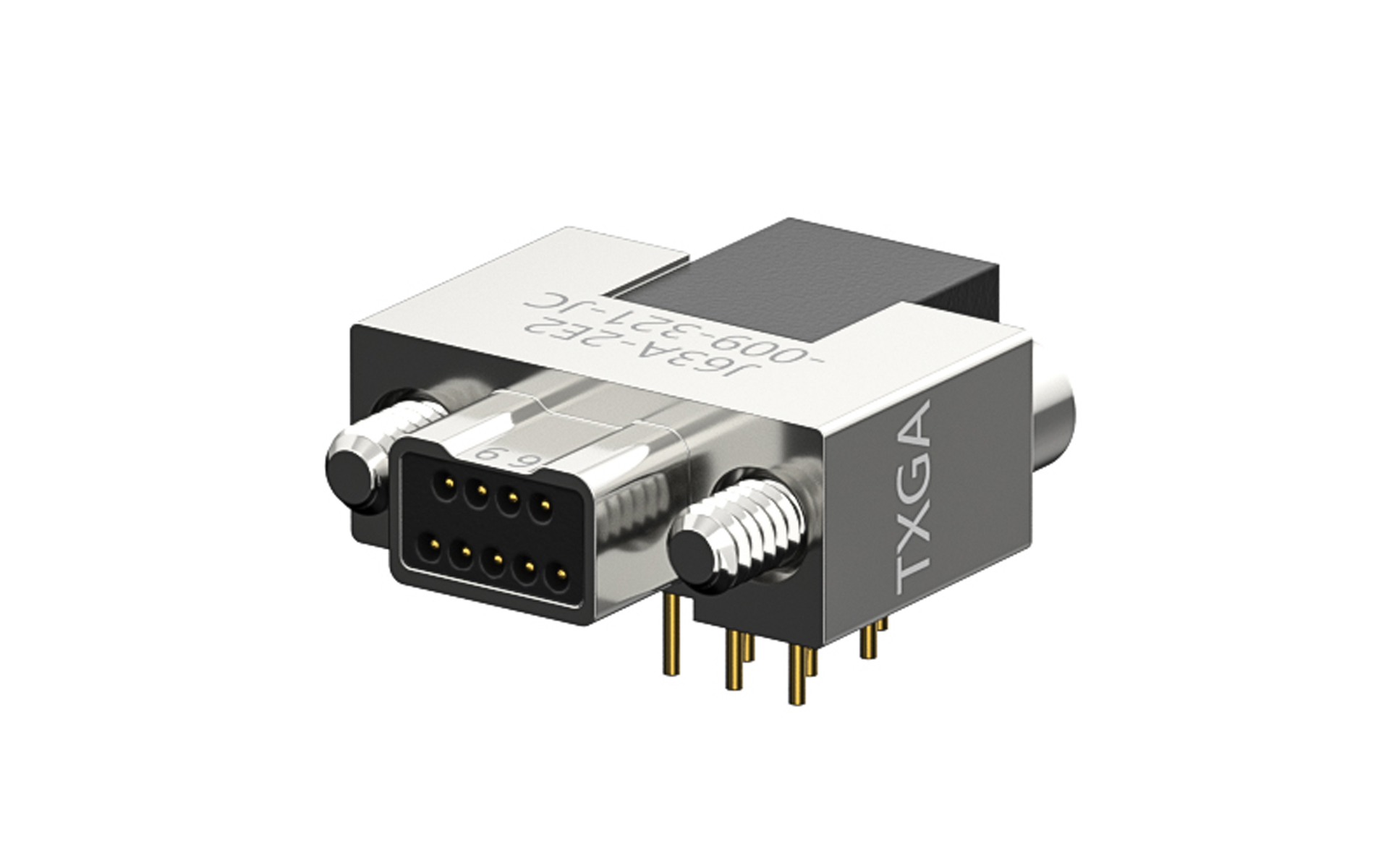 Nano-D connector, 9Circuits, Male, Right angle(90°), Through hole, Black (J63A-2E2-009-321-JC)