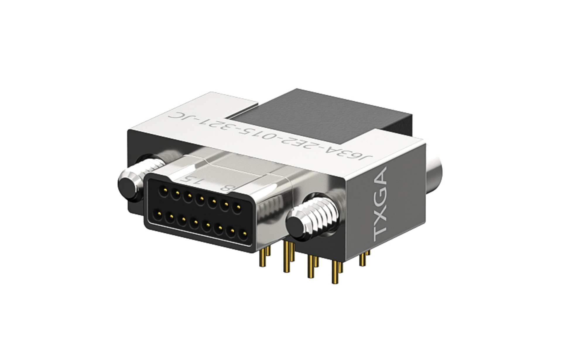 Nano-D connector, 15Circuits, Male, Right angle(90°), Through hole, Black (J63A-2E2-015-321-JC)