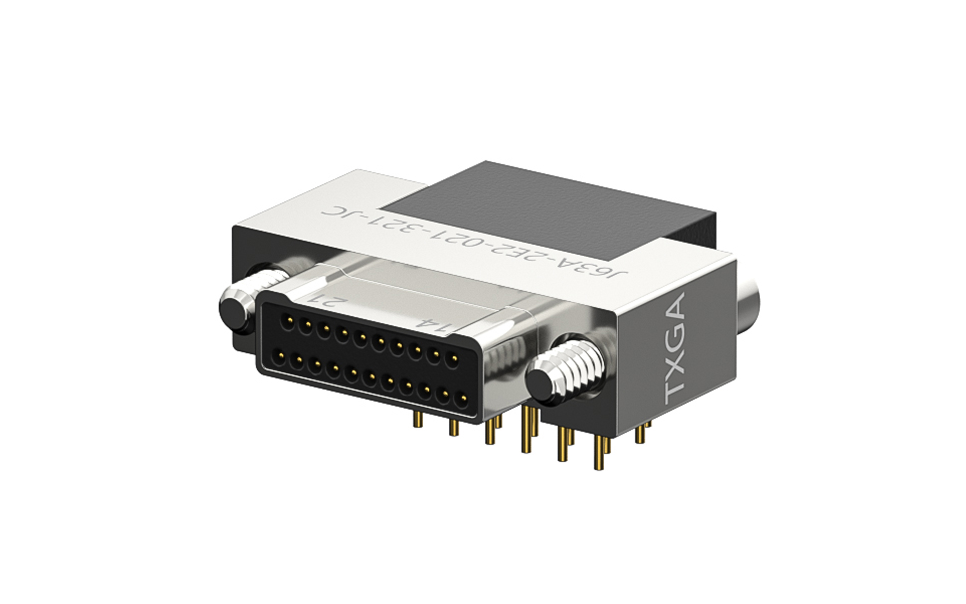 Nano-D connector, 21Circuits, Male, Right angle(90°), Through hole, Black (J63A-2E2-021-321-JC)