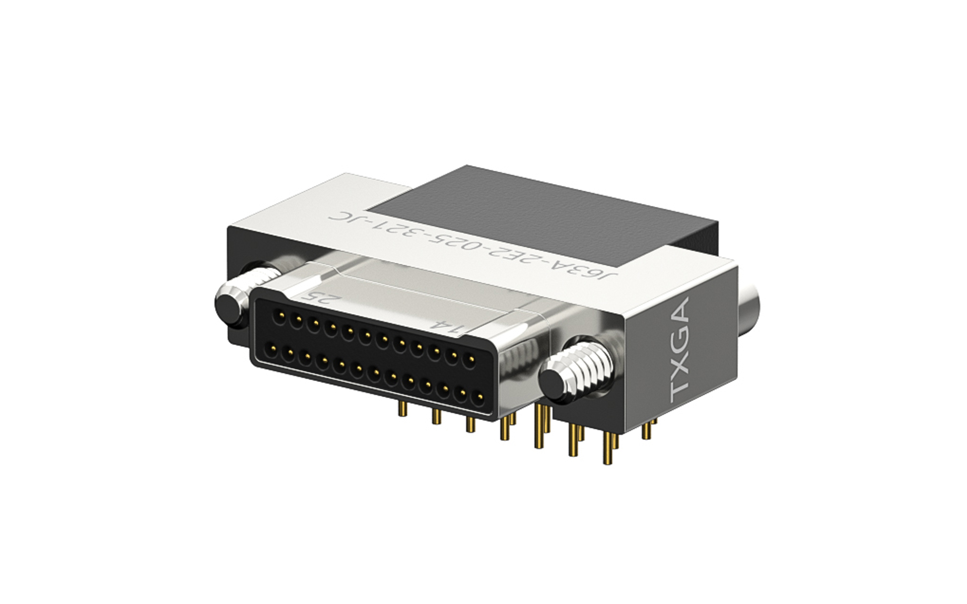 Nano-D connector, 25Circuits, Male, Right angle(90°), Through hole, Black (J63A-2E2-025-321-JC)