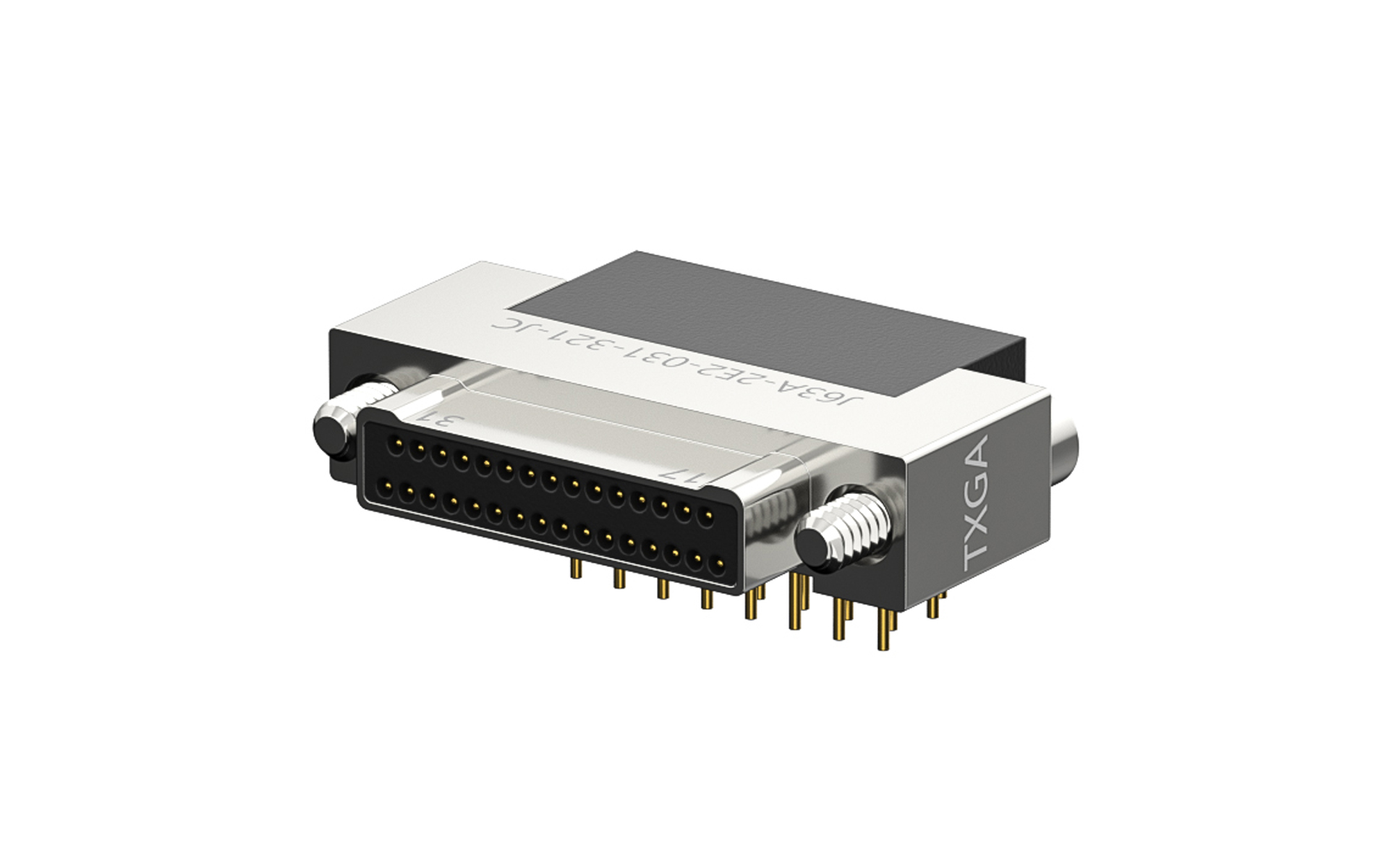 Nano-D connector, 31Circuits, Male, Right angle(90°), Through hole, Black (J63A-2E2-031-321-JC)