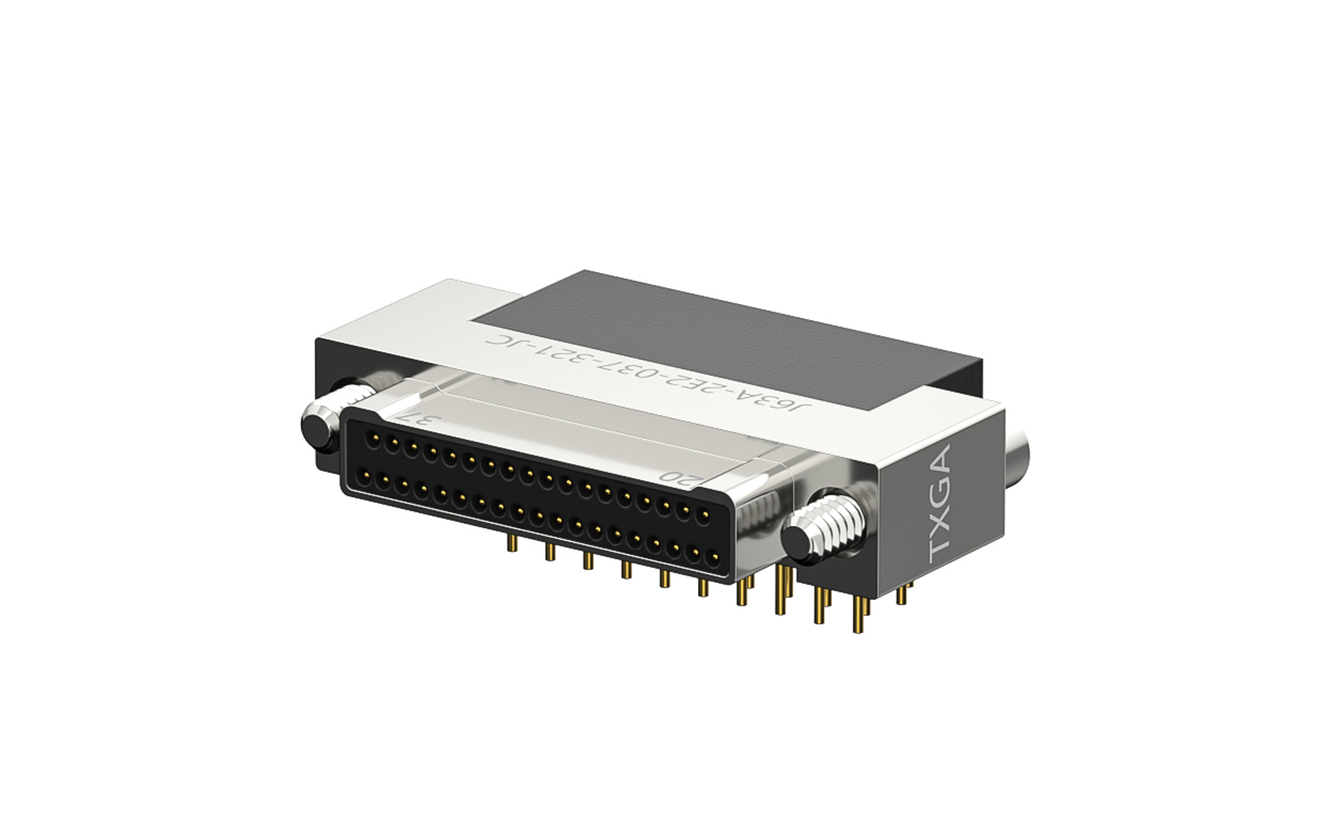 Nano-D connector, 37Circuits, Male, Right angle(90°), Through hole, Black (J63A-2E2-037-321-JC)