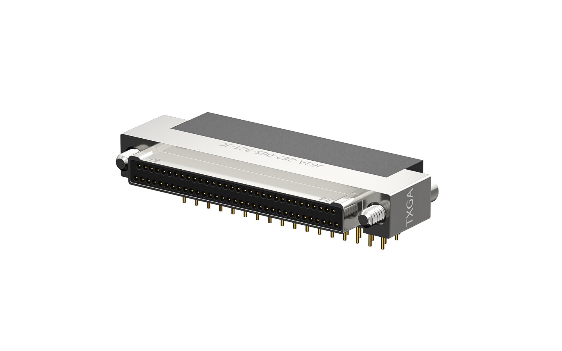 Nano-D connector, 65Circuits, Male, Right angle(90°), Through hole, Black (J63A-2E2-065-321-JC)