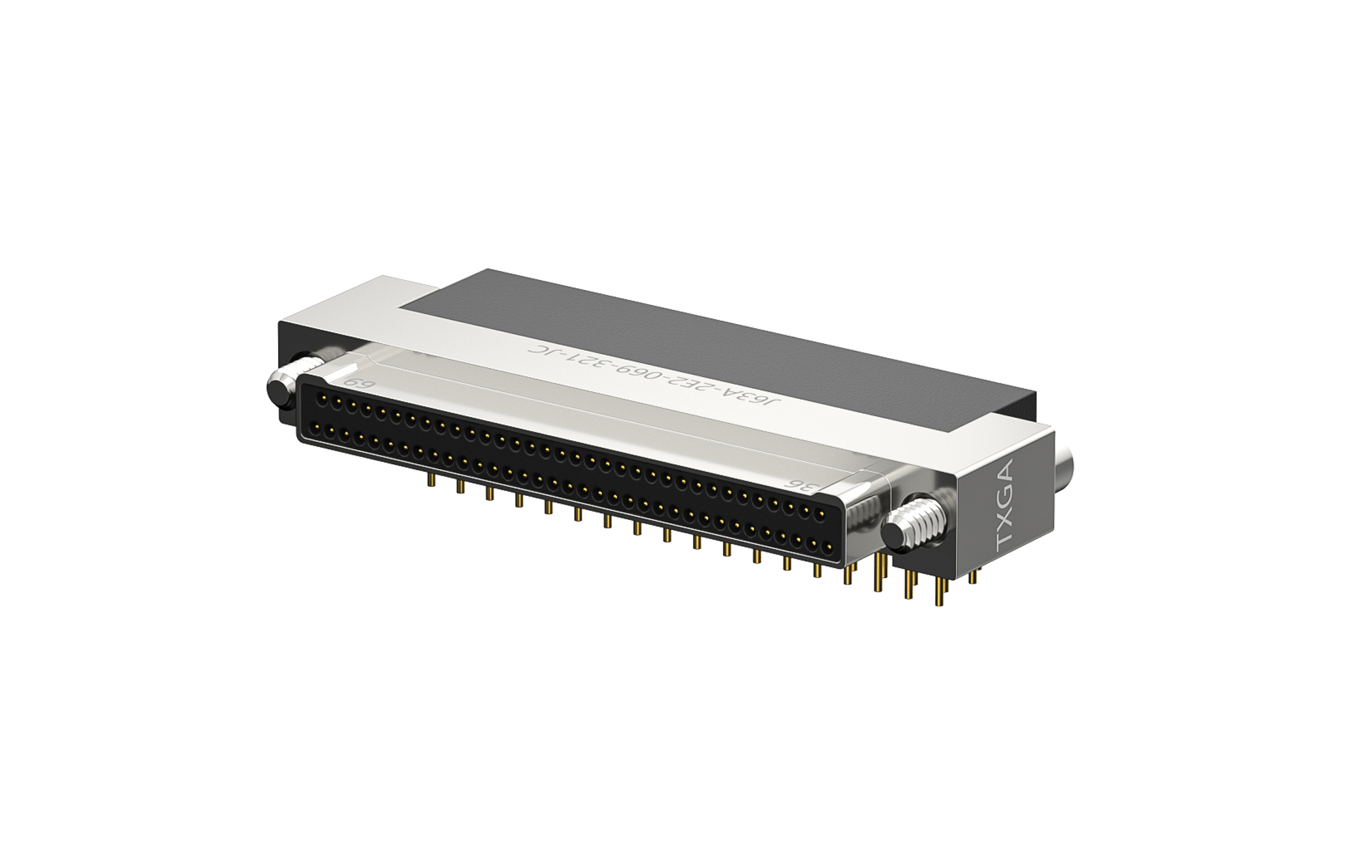 Nano-D connector, 69Circuits, Male, Right angle(90°), Through hole, Black (J63A-2E2-069-321-JC)