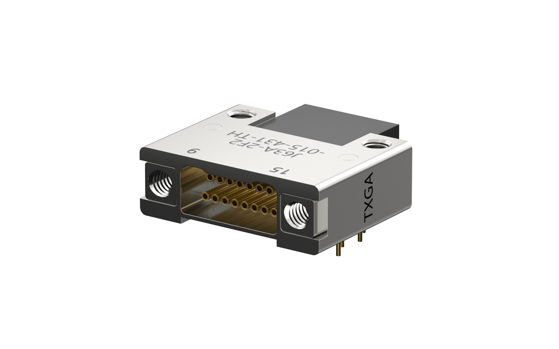 Nano-D connector, 15Circuits, Female, Right angle(90°), Through hole, Black (J63A-2F2-015-431-TH)