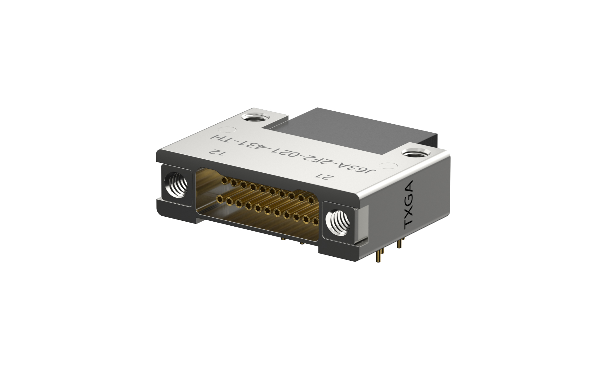 Nano-D connector, 21Circuits, Female, Right angle(90°), Through hole, Black (J63A-2F2-021-431-TH)