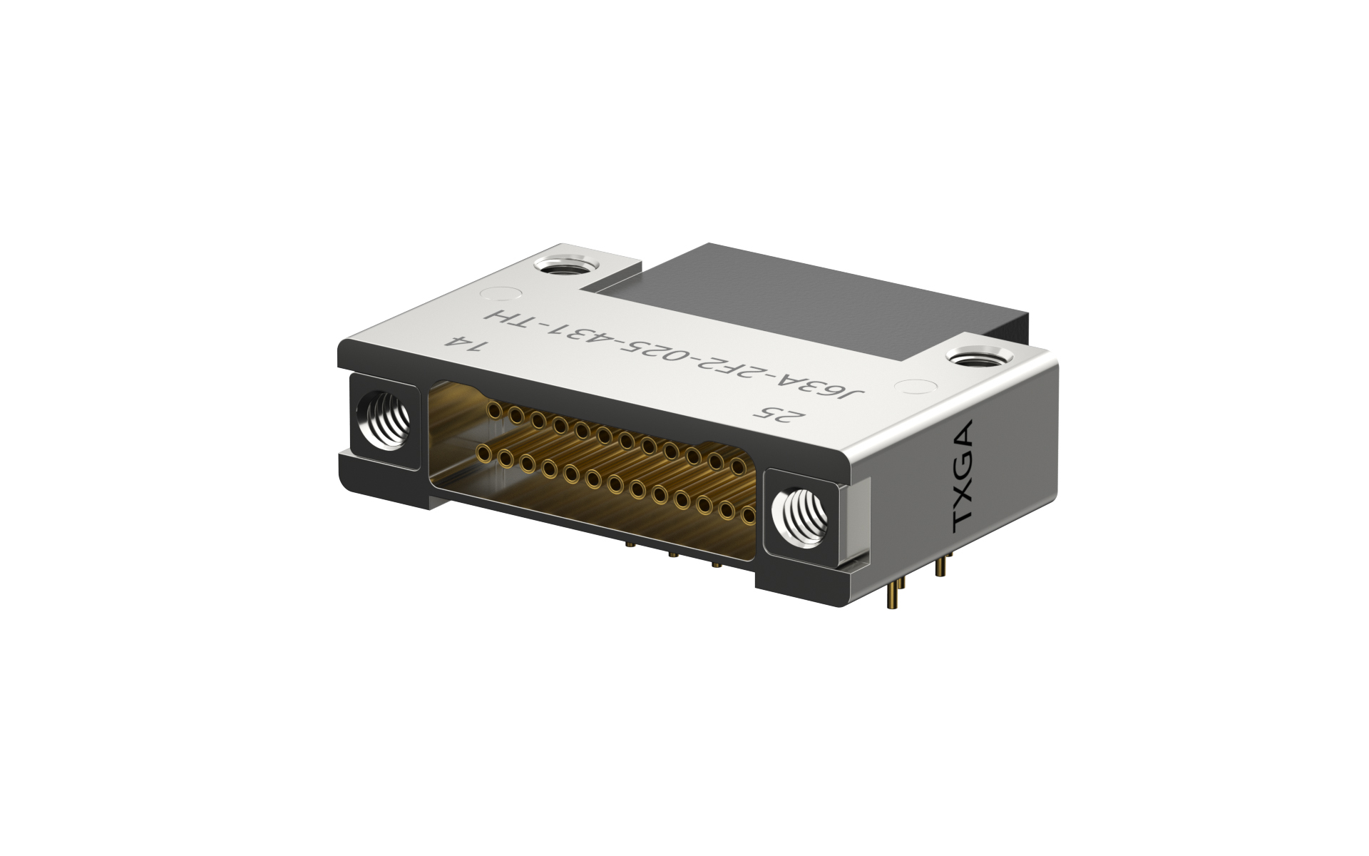 Nano-D connector, 25Circuits, Female, Right angle(90°), Through hole, Black (J63A-2F2-025-431-TH)