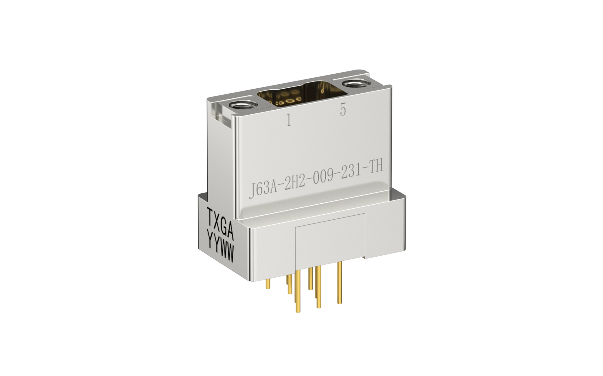 Nano-D connector, 9Circuits, Female, Vertical(180°), Through hole, Black (J63A-2H2-009-231-TH)