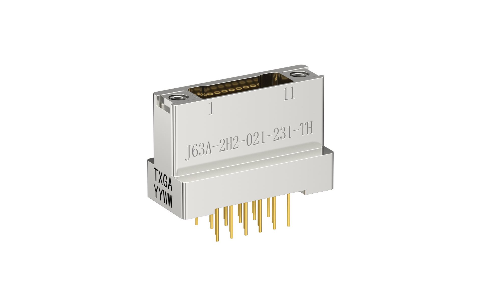 Nano-D connector, 21Circuits, Female, Vertical(180°), Through hole, Black (J63A-2H2-021-231-TH)