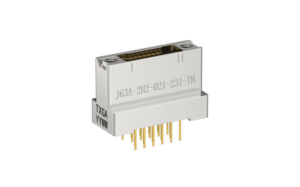 超微D形连接器, 21位, 母, 垂直(180度), 通孔焊接, 黑色 (J63A-2H2-021-231-TH)