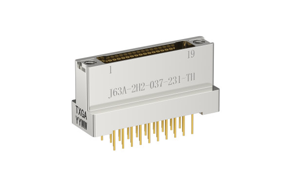 超微D形连接器, 37位, 母, 垂直(180度), 通孔焊接, 黑色 (J63A-2H2-037-231-TH)