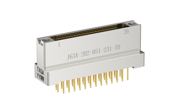 超微D形连接器, 51位, 母, 垂直(180度), 通孔焊接, 黑色 (J63A-2H2-051-231-TH)