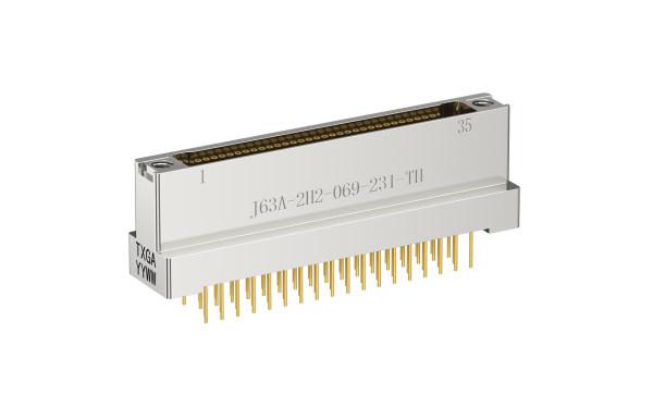 超微D形连接器, 69位, 母, 垂直(180度), 通孔焊接, 黑色 (J63A-2H2-069-231-TH)