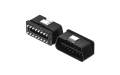 OBD connector , 180° Vertical(DIP) , MALE , 16Circuits , Housing black, Terminal Tin Plating