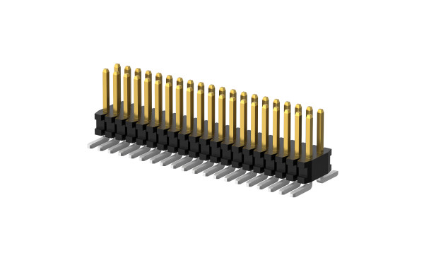 排针,0.8mm, 双排,60位,垂直(180度),表面贴装,0.025μm,PA6T